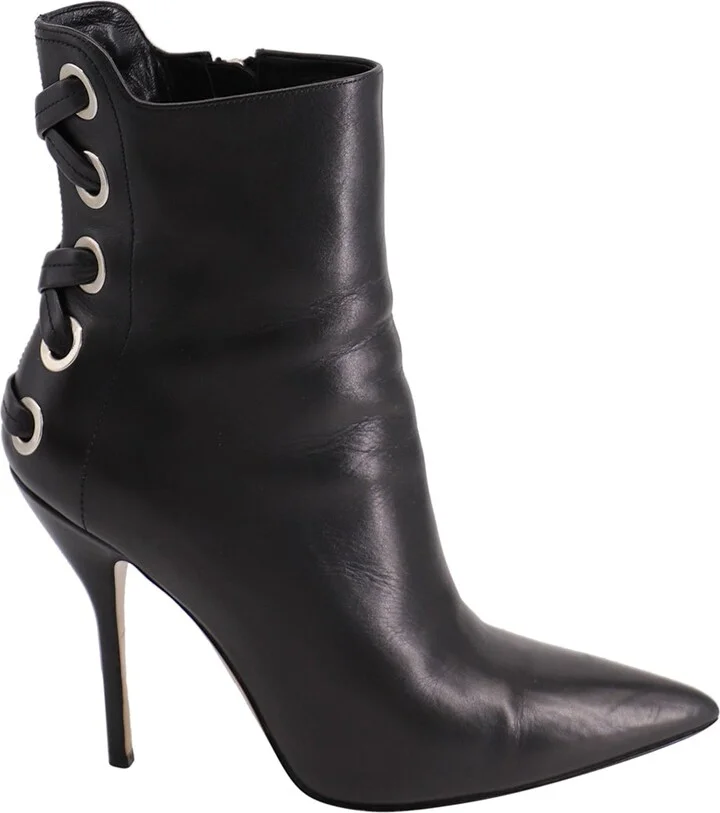 Bayridge Corset Ankle Booties in Black Leather