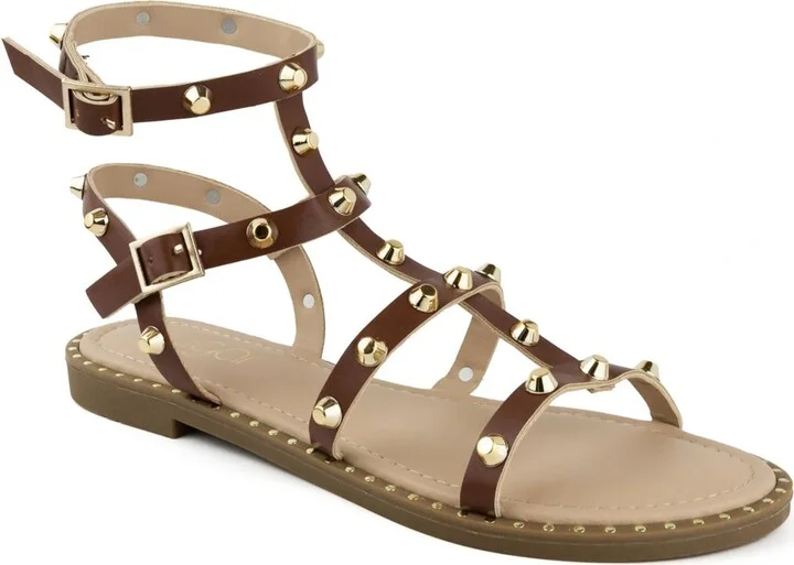 Bayridge Womens Studded Man Made Strappy Sandals