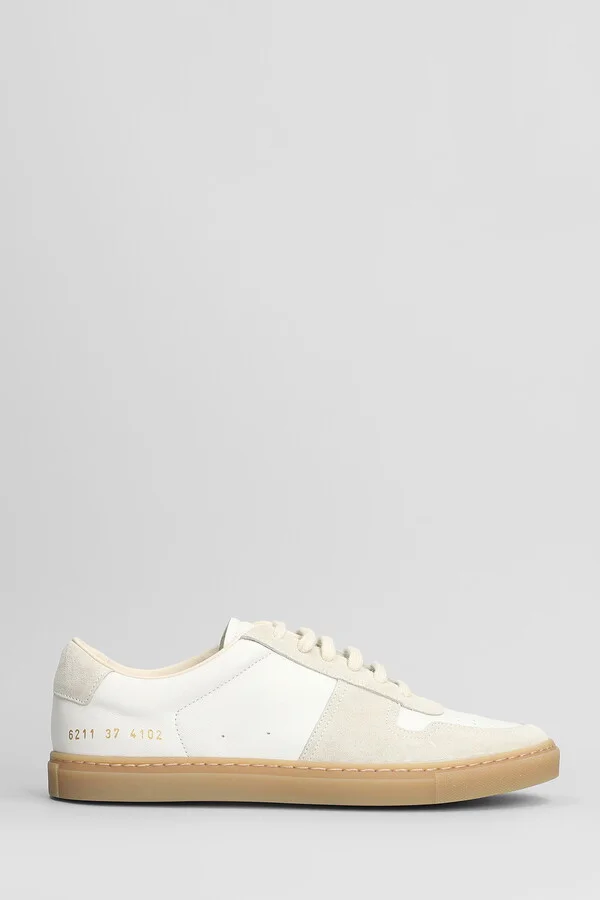 Bball Slim Sneakers In White Suede And Leather