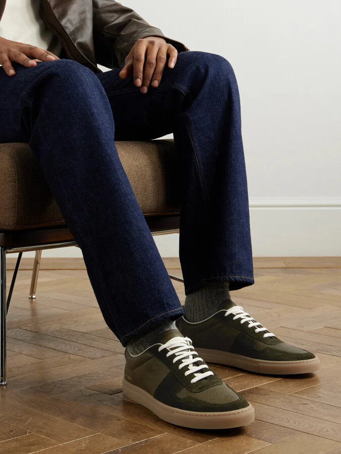 BBall Suede-Trimmed Leather Sneakers - Image 2