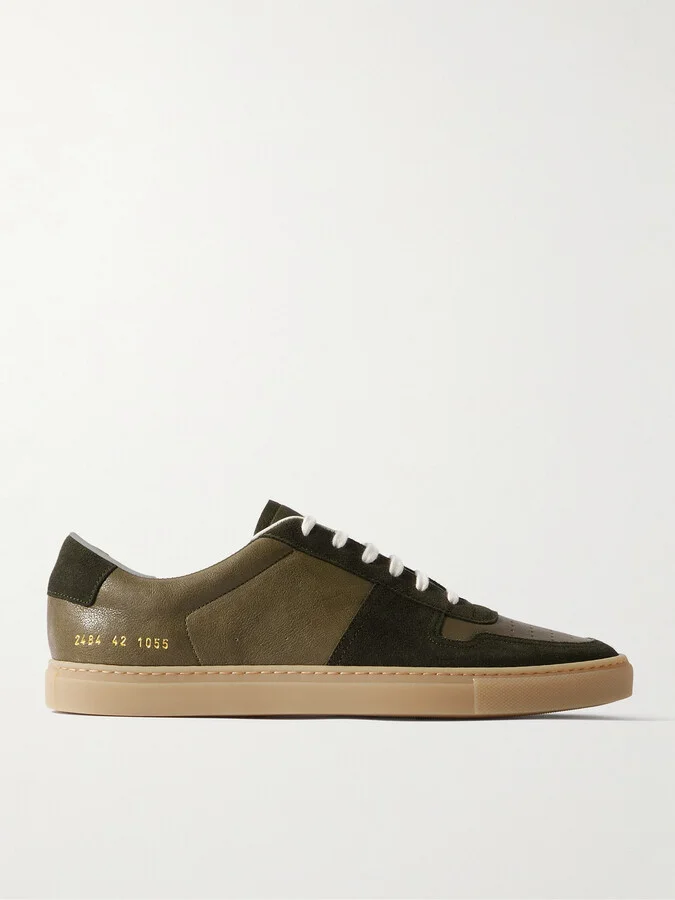 BBall Suede-Trimmed Leather Sneakers