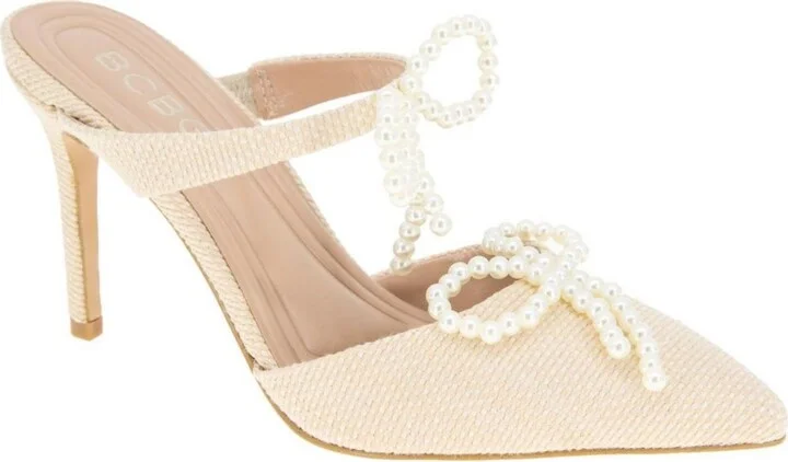 BCBGeneration Women's Bardia Double Bow Pumps - Natural/Pearl