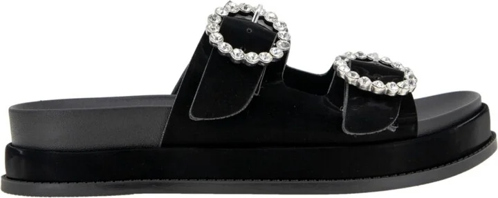 BCBGeneration Women's Batina Rhinestone Buckle Double Band Flat Sandals - Image 2