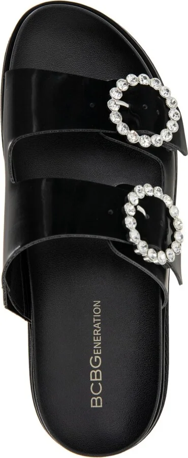 BCBGeneration Women's Batina Rhinestone Buckle Double Band Flat Sandals - Image 4