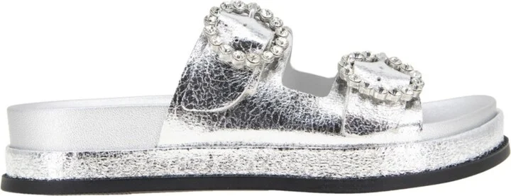 BCBGeneration Women's Batina Rhinestone Buckle Double Band Flat Sandals - Image 6