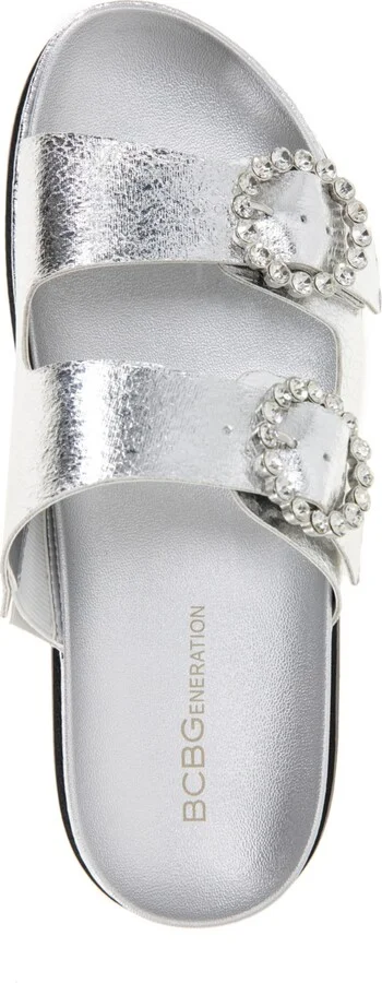 BCBGeneration Women's Batina Rhinestone Buckle Double Band Flat Sandals - Image 8
