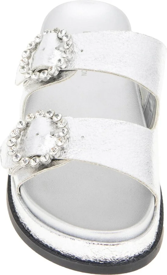 BCBGeneration Women's Batina Rhinestone Buckle Double Band Flat Sandals - Image 10