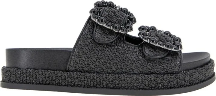 BCBGeneration Women's Bexxi Double Buckle Raffia Footbed Sandals - Image 2