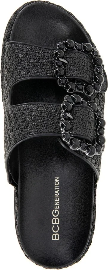 BCBGeneration Women's Bexxi Double Buckle Raffia Footbed Sandals - Image 4