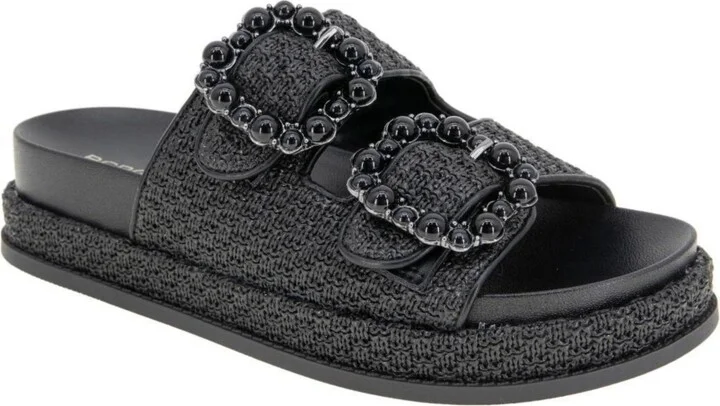 BCBGeneration Women's Bexxi Double Buckle Raffia Footbed Sandals