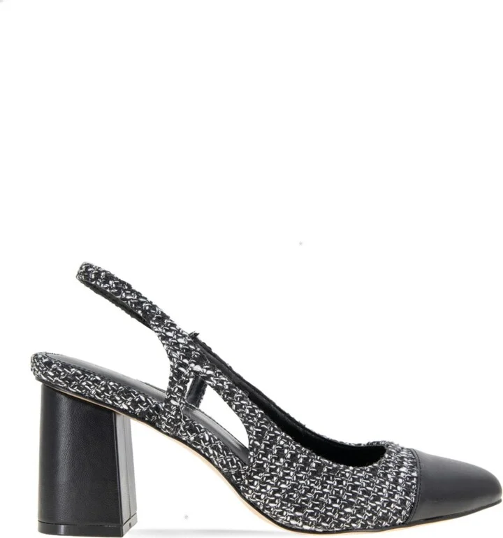 BCBGeneration Women's Darrin Cap Toe Slingback Heeled Pumps - Black/White Boucle - Image 2