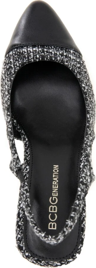 BCBGeneration Women's Darrin Cap Toe Slingback Heeled Pumps - Black/White Boucle - Image 4