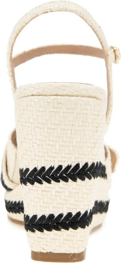 BCBGeneration Women's Elo Buckle Detail Wedge Sandals - Porcelain, Black - Image 3