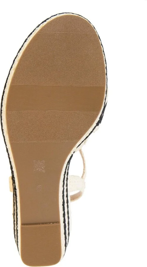 BCBGeneration Women's Elo Buckle Detail Wedge Sandals - Porcelain, Black - Image 5