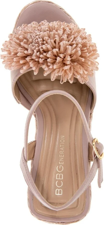 BCBGeneration Women's Erika Raffia Flower Wedge Sandals - Image 4