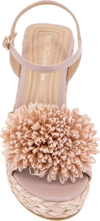BCBGeneration Women's Erika Raffia Flower Wedge Sandals - Image 6