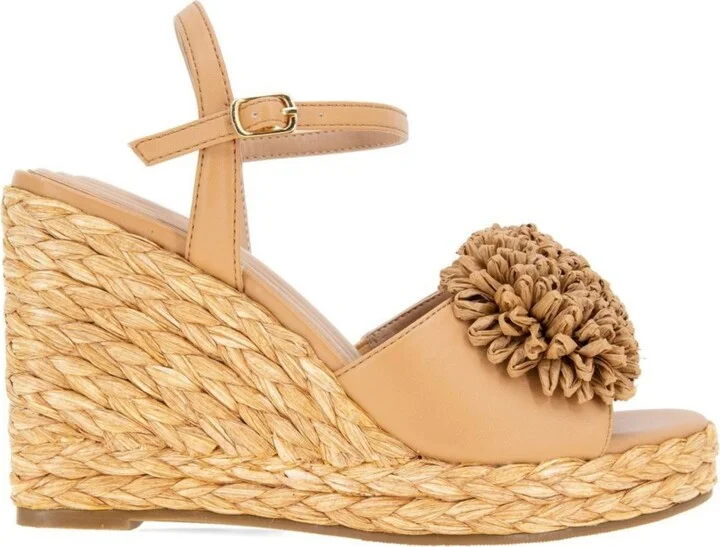 BCBGeneration Women's Erika Raffia Flower Wedge Sandals - Image 7