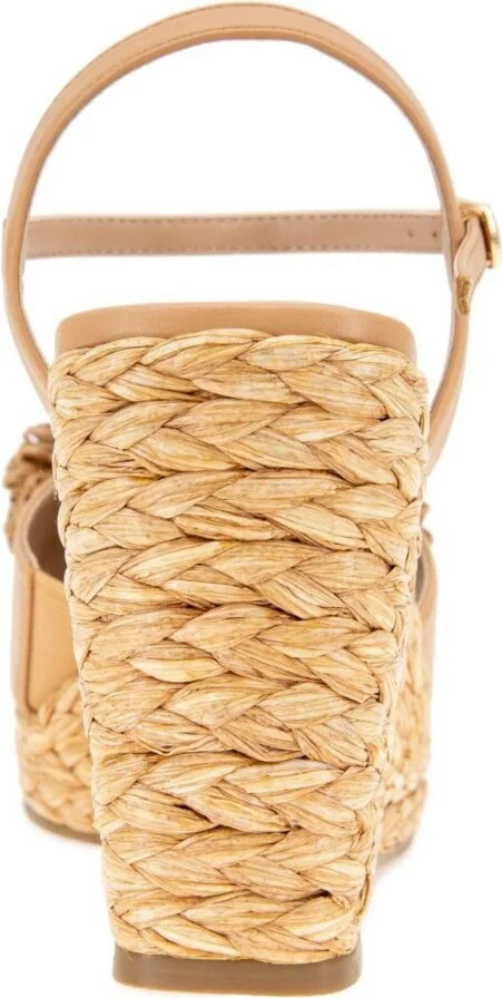 BCBGeneration Women's Erika Raffia Flower Wedge Sandals - Image 8