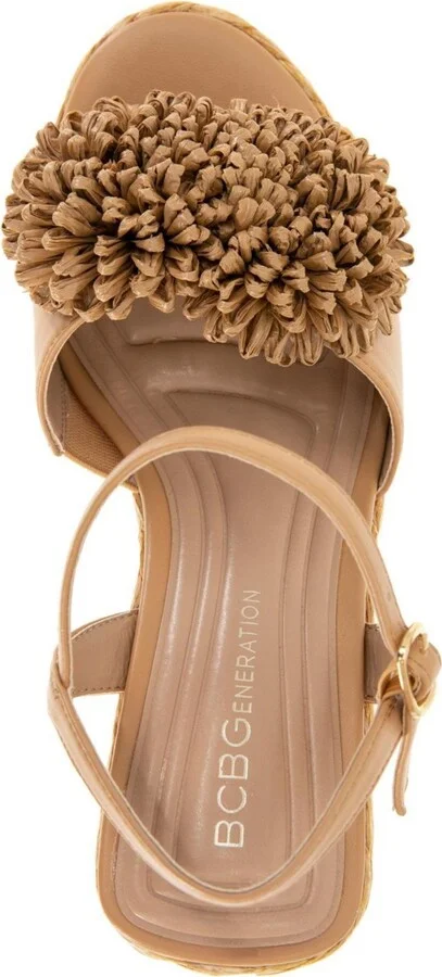 BCBGeneration Women's Erika Raffia Flower Wedge Sandals - Image 9