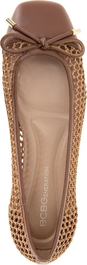 BCBGeneration Women's Hartly Woven Raffia Square Toe Ballet Flats - Image 4