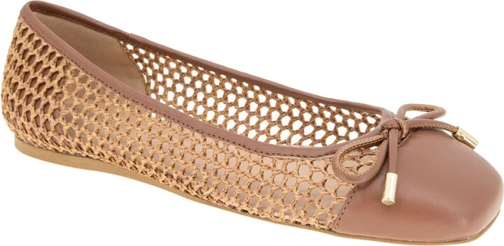 BCBGeneration Women's Hartly Woven Raffia Square Toe Ballet Flats