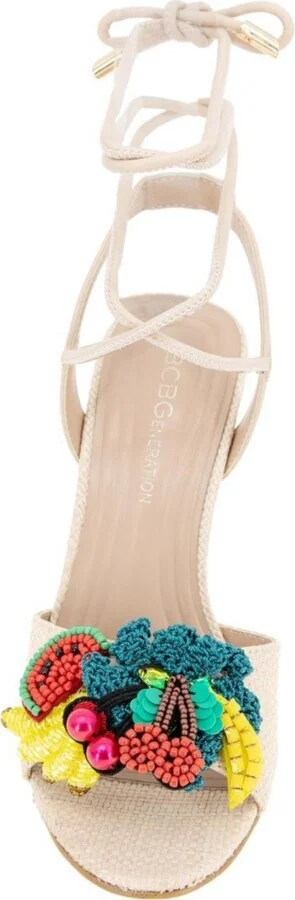 BCBGeneration Women's Journe Fruit Embellishment Wrap Dress Sandals - Image 6