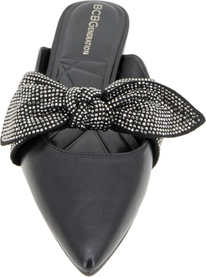 BCBGeneration Women's Kandy Pointy Toe Bow Mules - Black/Rhinestones - Image 6