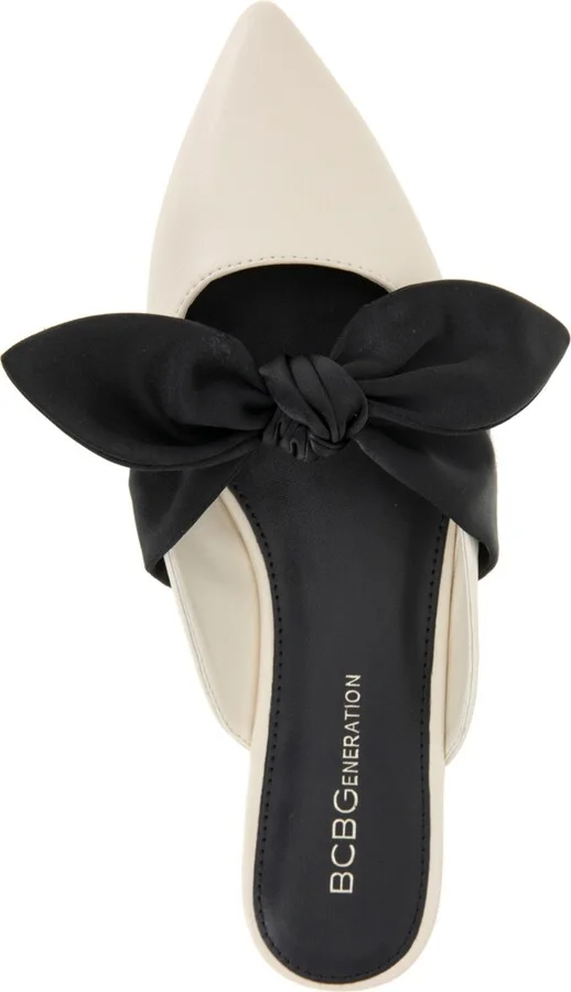 BCBGeneration Women's Kandy Slip-On Pointy Toe Bow Dress Flats - Black/Black - Image 8