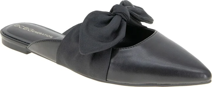 BCBGeneration Women's Kandy Slip-On Pointy Toe Bow Dress Flats - Black/Black