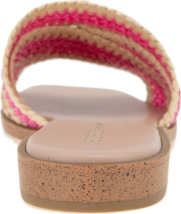 BCBGeneration Women's Lileen Slip-On Woven Raffia Flat Sandals - Viva Pink, Light Tan - Image 3