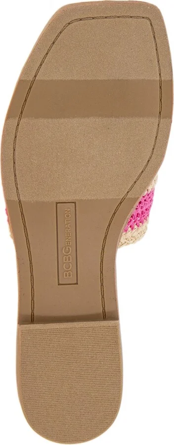 BCBGeneration Women's Lileen Slip-On Woven Raffia Flat Sandals - Viva Pink, Light Tan - Image 5