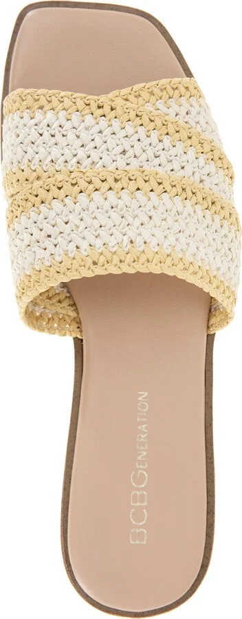 BCBGeneration Women's Lileen Slip-On Woven Raffia Flat Sandals - Viva Pink, Light Tan - Image 9