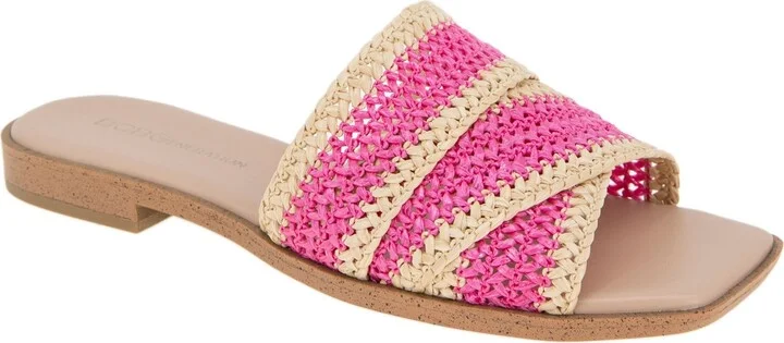 BCBGeneration Women's Lileen Slip-On Woven Raffia Flat Sandals - Viva Pink, Light Tan