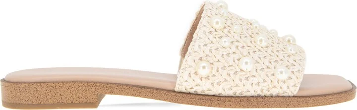 BCBGeneration Women's Lonnie Pearl Raffia Slide Flat Sandals - Image 2