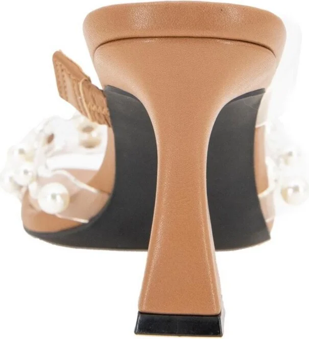 BCBGeneration Women's Rainy Slip On Cultivated Pearl Dress Sandals - Coffee, Clear - Image 3