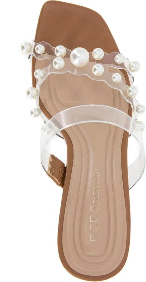 BCBGeneration Women's Rainy Slip On Cultivated Pearl Dress Sandals - Coffee, Clear - Image 4