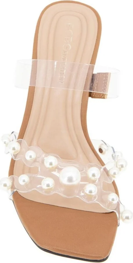 BCBGeneration Women's Rainy Slip On Cultivated Pearl Dress Sandals - Coffee, Clear - Image 6