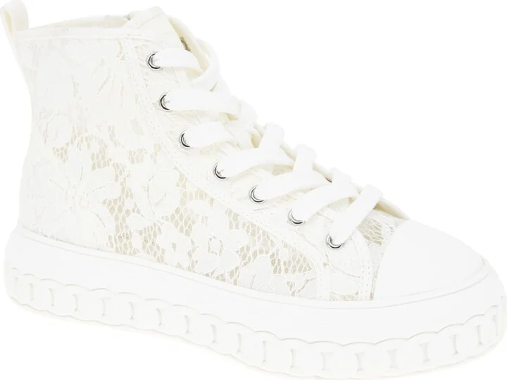 BCBGeneration Women's Renda High Top Allover White lace Sneaker