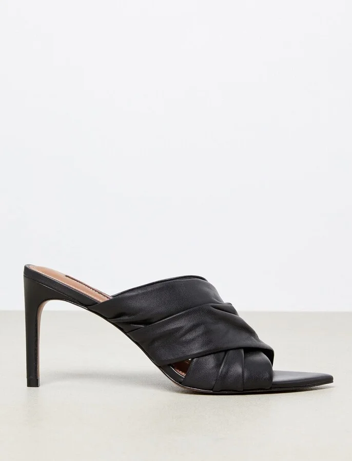 BCBGMAXAZRIA Women's Dixie Leather Mule Heeled Sandal