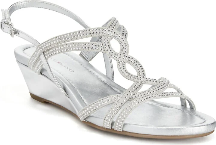 BDGILNORA Womens Rhinestone Manmade Wedge Sandals