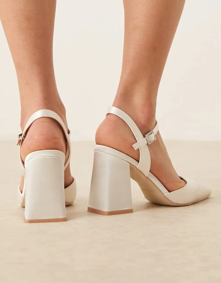 Be Mine Bridal Frankie embellished heeled shoes in ivory satin - Image 4