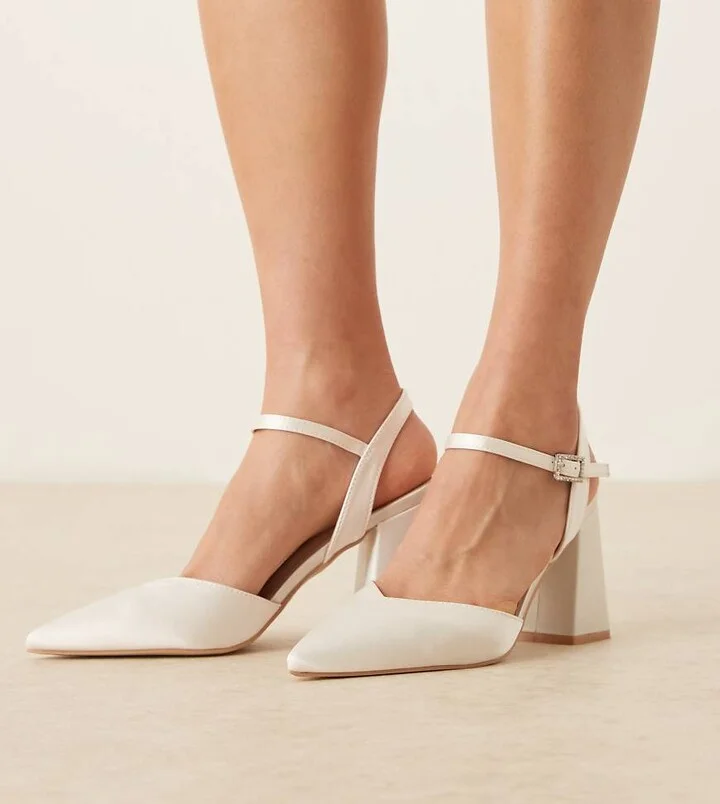 Be Mine Bridal Frankie embellished heeled shoes in ivory satin
