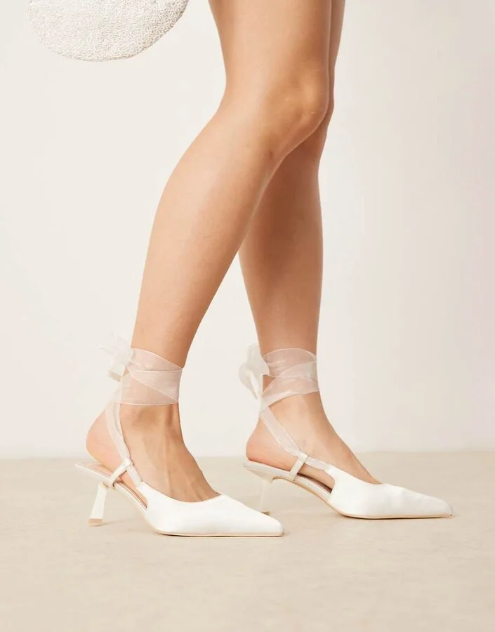 Be Mine Bridal Nichelle slingback kitten heel shoes in ivory - Image 3