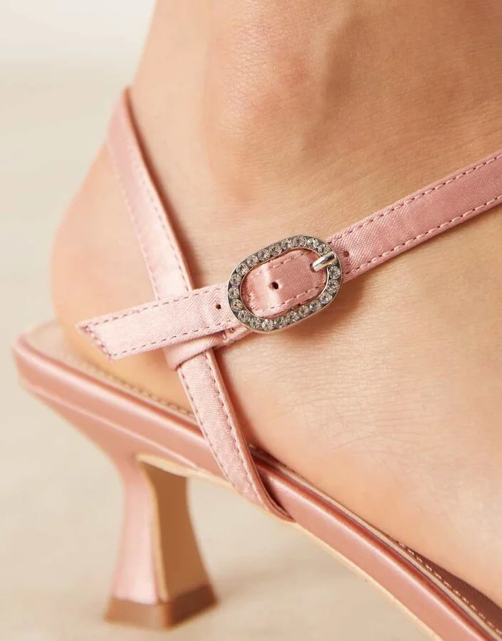 Be Mine Bridal Oakley kitten heel sandals in blush - Image 3