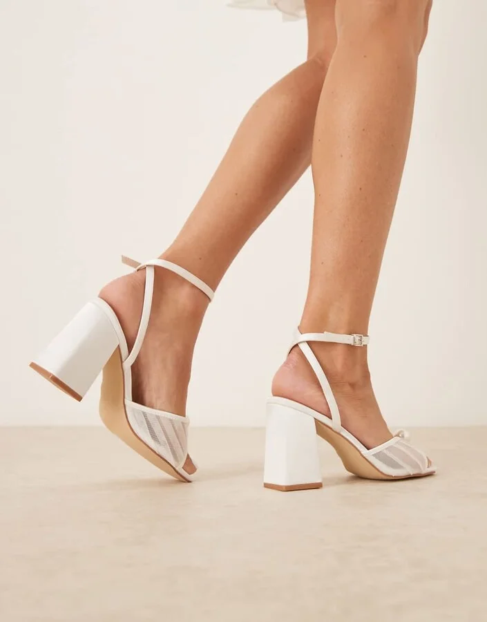 Be Mine Bridal Punam block heeled sandals in ivory - Image 4