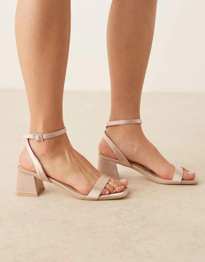 Be Mine Bridal Ruhi low block heel sandals in blush - Image 3