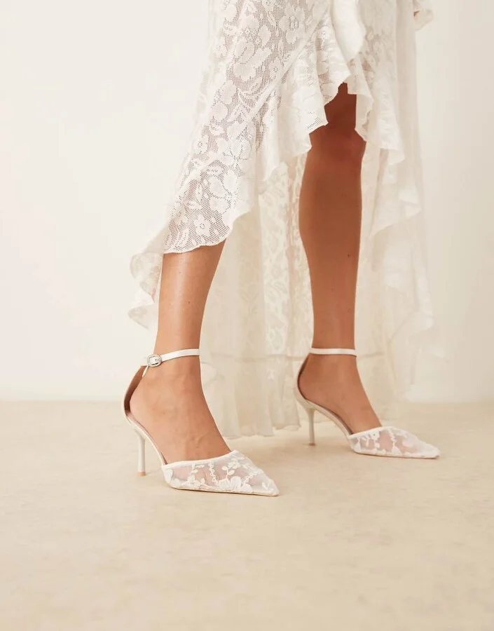 Be Mine Bridal Vennie kitten heel shoes in ivory lace