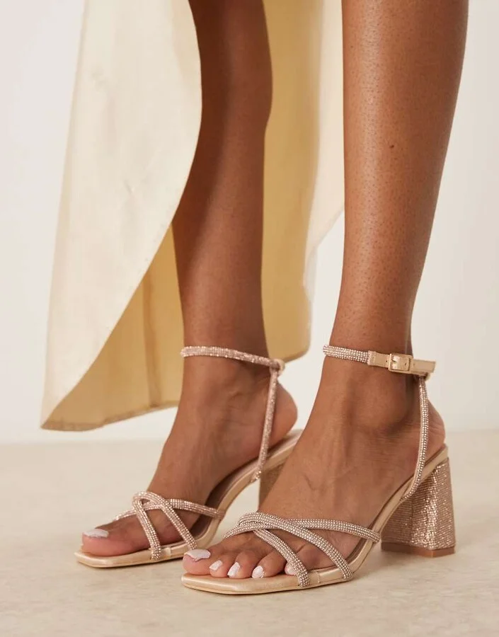 Be Mine Danya emellished block heeled sandals in blush