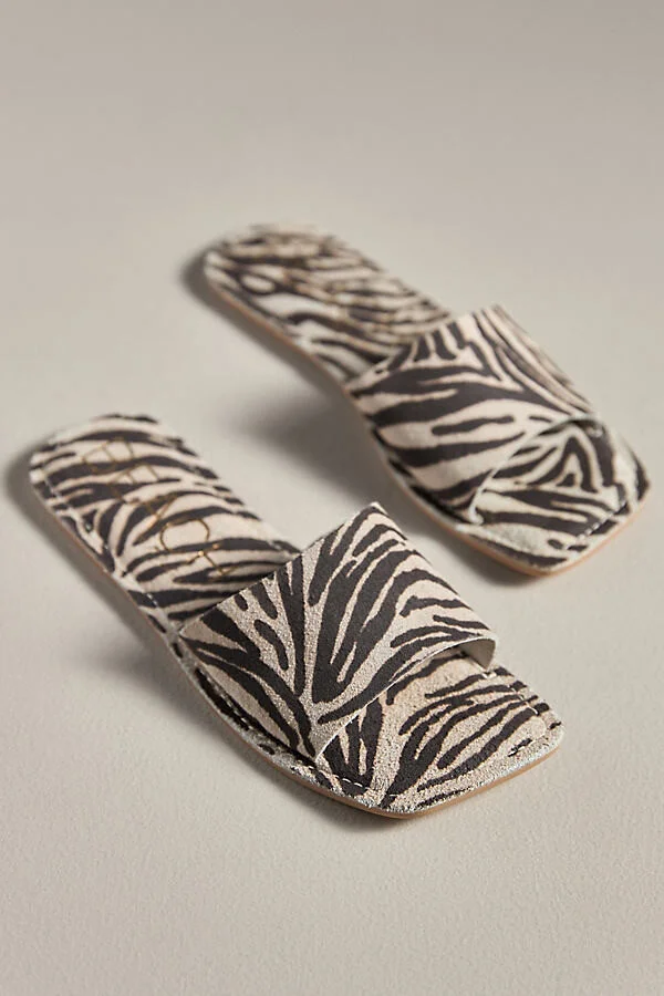 Beach Bali Suede Square-Toe Slide Sandals