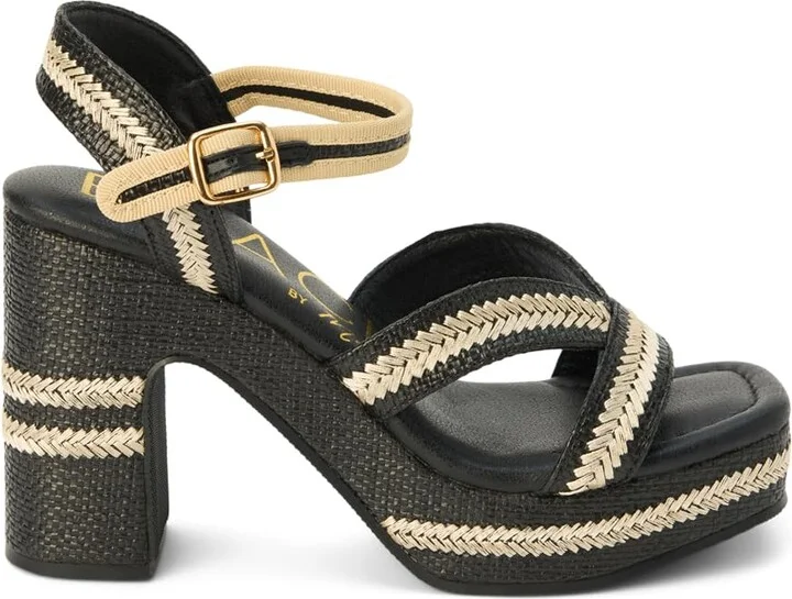 BEACH by Matisse Womens Adelaide Platform Block Ankle Strap Casual Sandals Casual High Heel 3" & Up - Black - Size 10 M